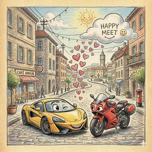 Illustration von Auto und Motorrad